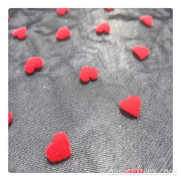 Fabrika fiyatı Kalp şeklinde desen zımparalanmış flok kumaş